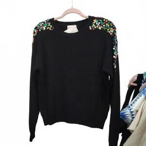 NEW JESS LEA women's party favor sequin sweater in black